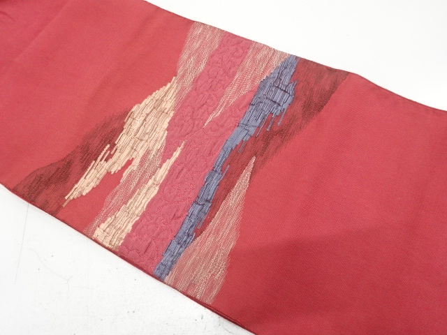 JAPANESE KIMONO / ANTIQUE NAGOYA OBI / SILK / WOVEN FLOWER ARABESQUE